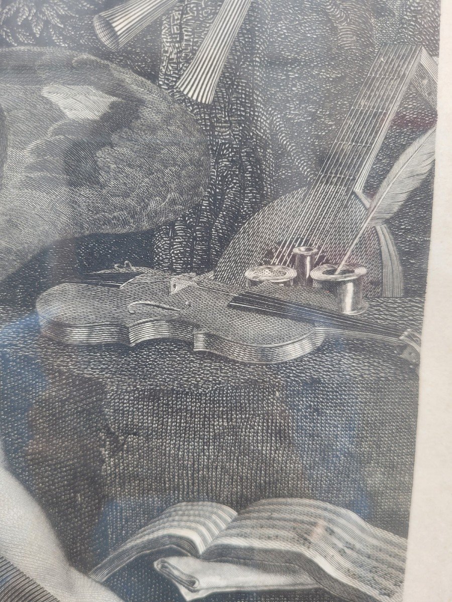 G Longhi, Il Genio De La Musica - Cupido, Framed Engraving, 19th Century-photo-3