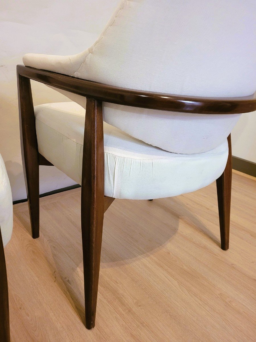 Pair Of Wooden Armchairs With Basket Back, 50s/60s, 20th Century-photo-4