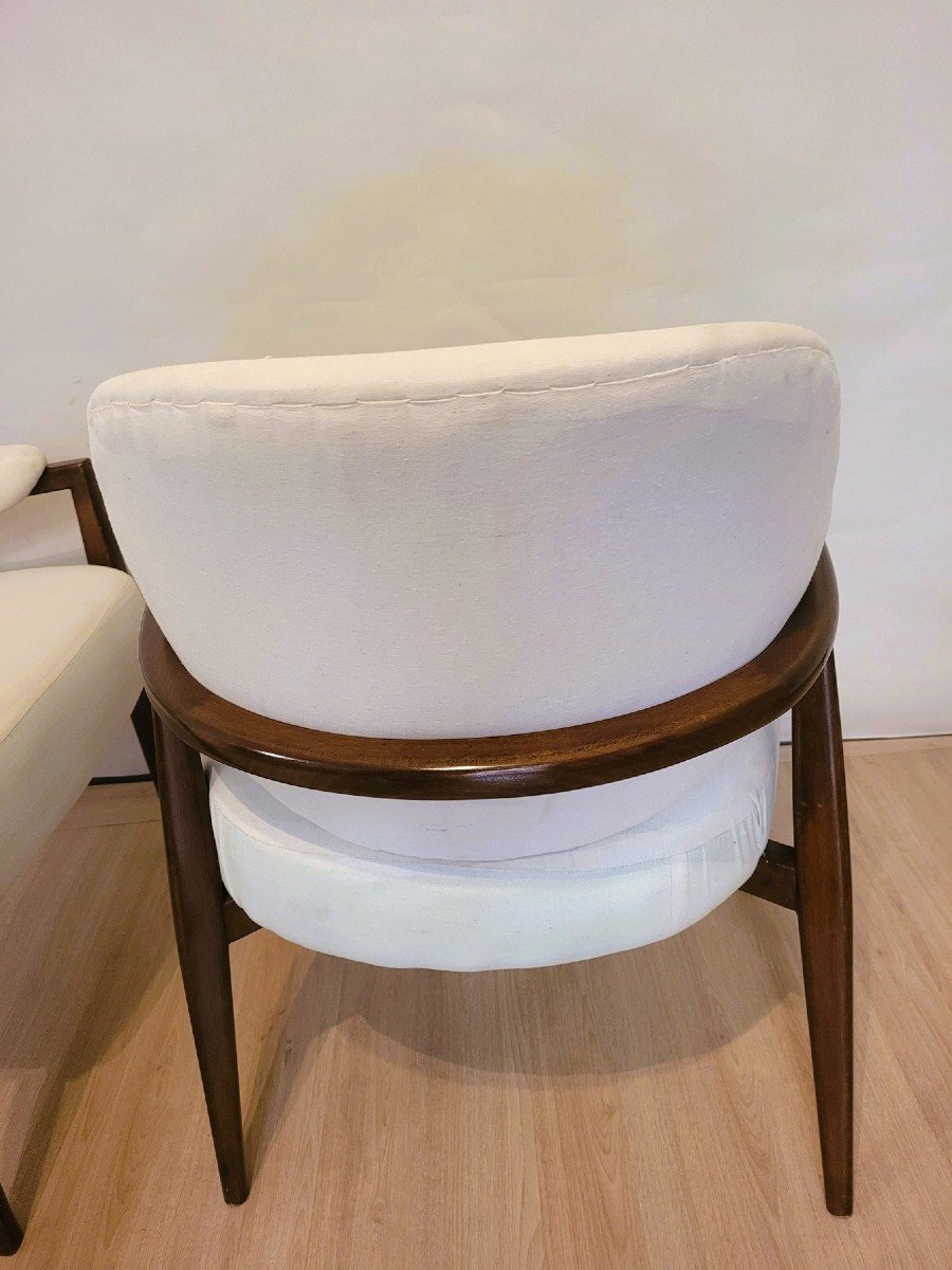 Pair Of Wooden Armchairs With Basket Back, 50s/60s, 20th Century-photo-3