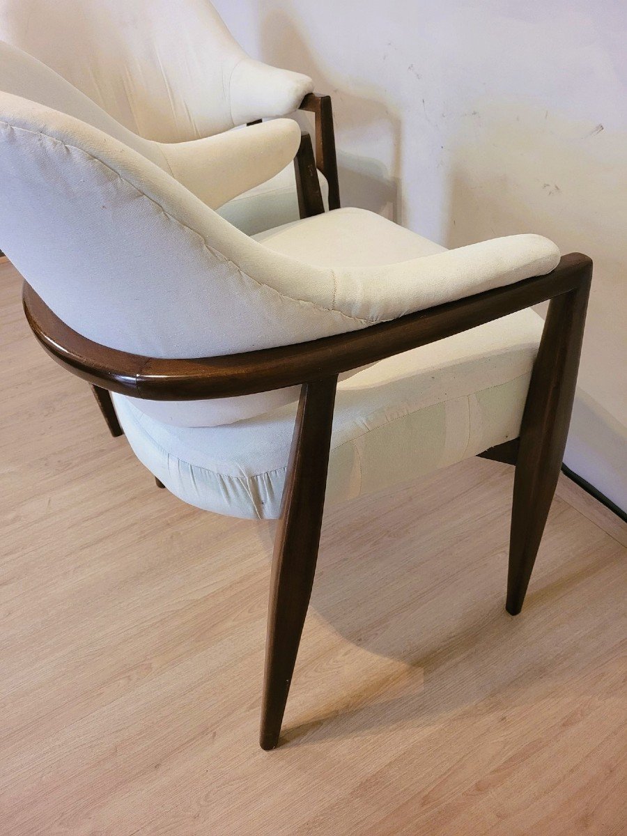 Pair Of Wooden Armchairs With Basket Back, 50s/60s, 20th Century-photo-4