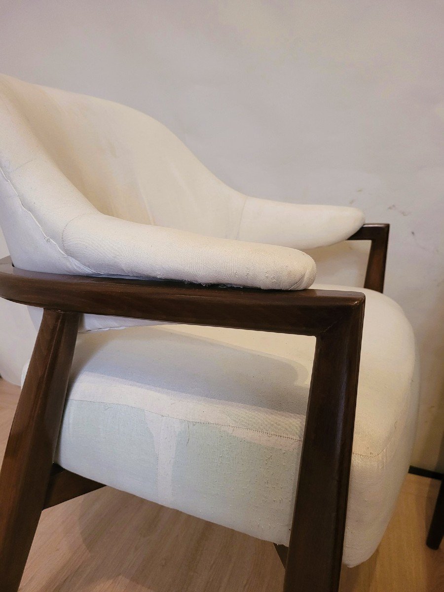 Pair Of Wooden Armchairs With Basket Back, 50s/60s, 20th Century-photo-6
