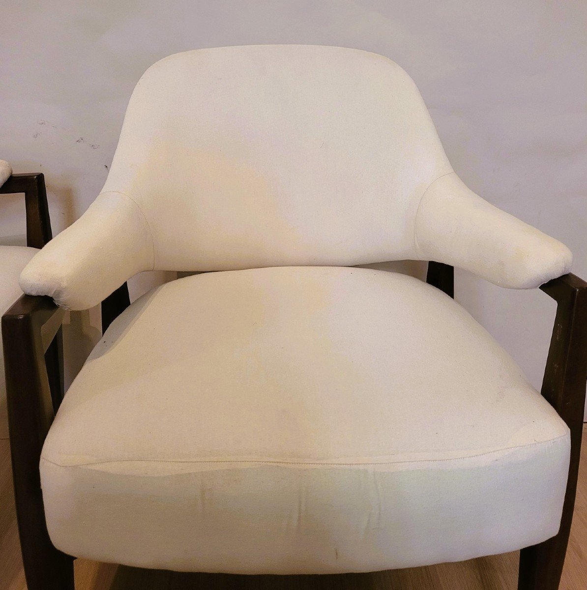 Pair Of Wooden Armchairs With Basket Back, 50s/60s, 20th Century-photo-7