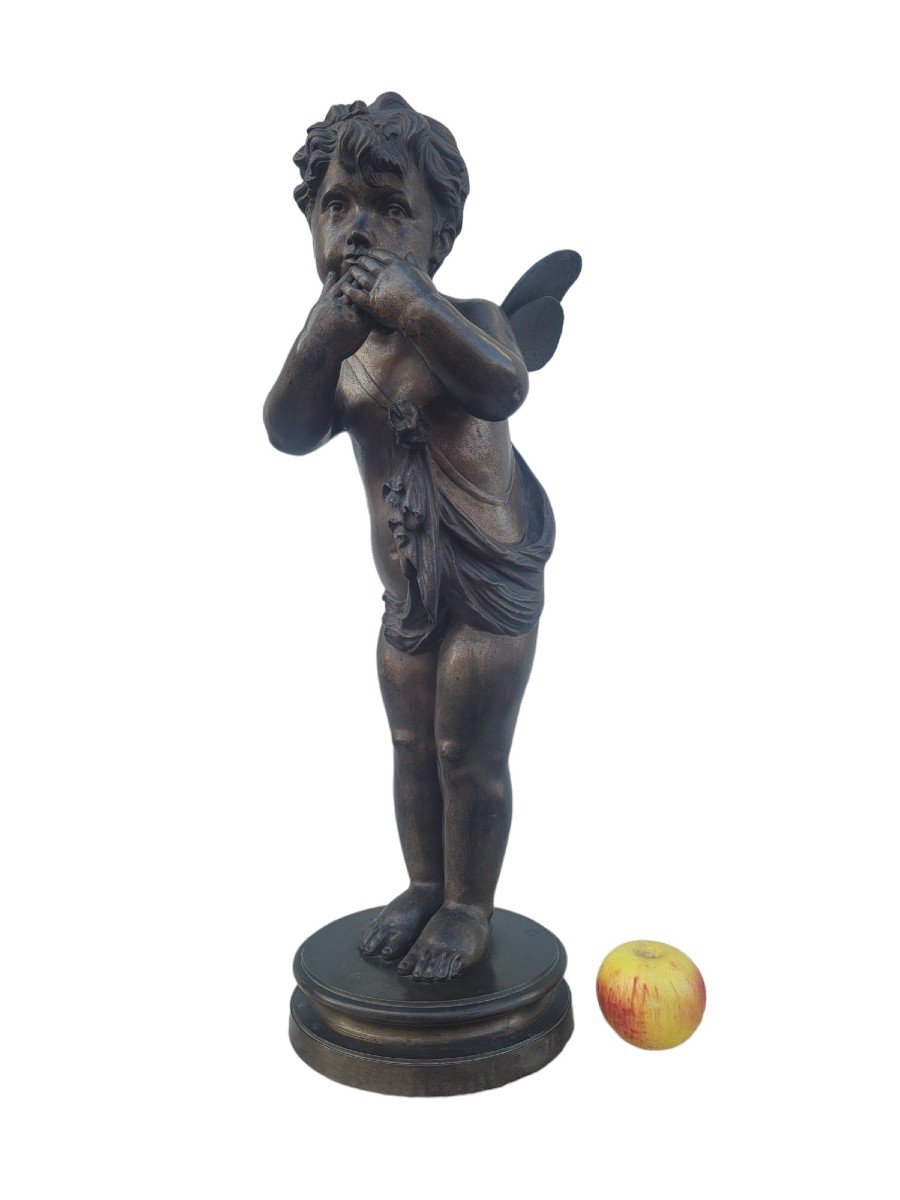 Bronze Of A Winged Putto On Foot, Late 19th Century Early 20th Century