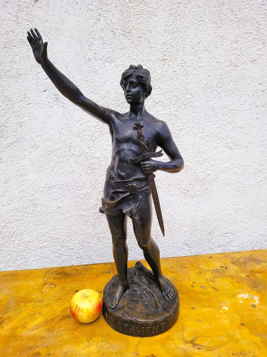 Ruffony, The Oath, Signed Bronze Sculpture, Late 19th Early 20th Century