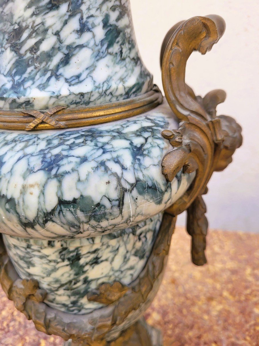 Pair Of Marble And Bronze Cassolettes, 19th Century-photo-2