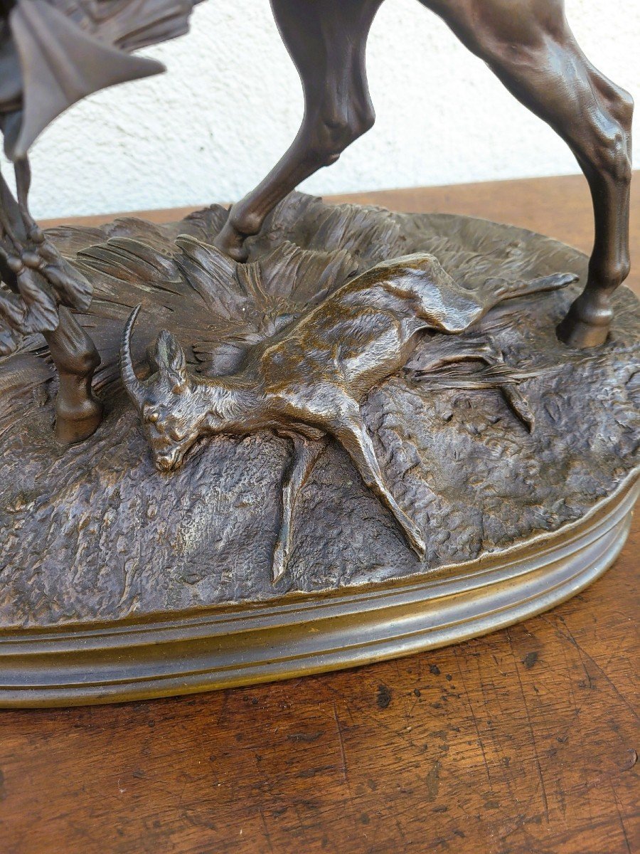 Pj Mêne, Chasseur Africain, Bronze Signé, XIXème Siècle-photo-3