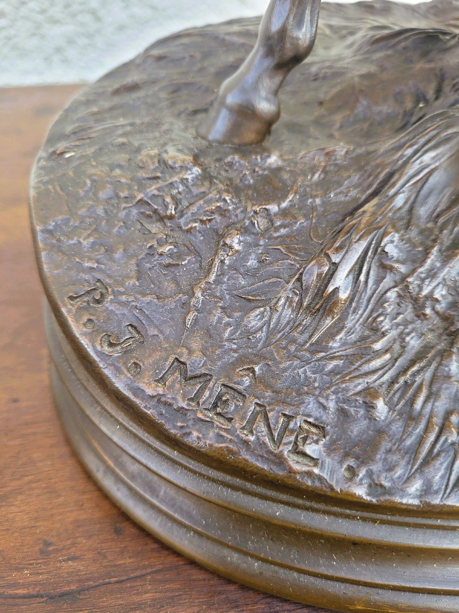 Pj Mêne, Chasseur Africain, Bronze Signé, XIXème Siècle-photo-4