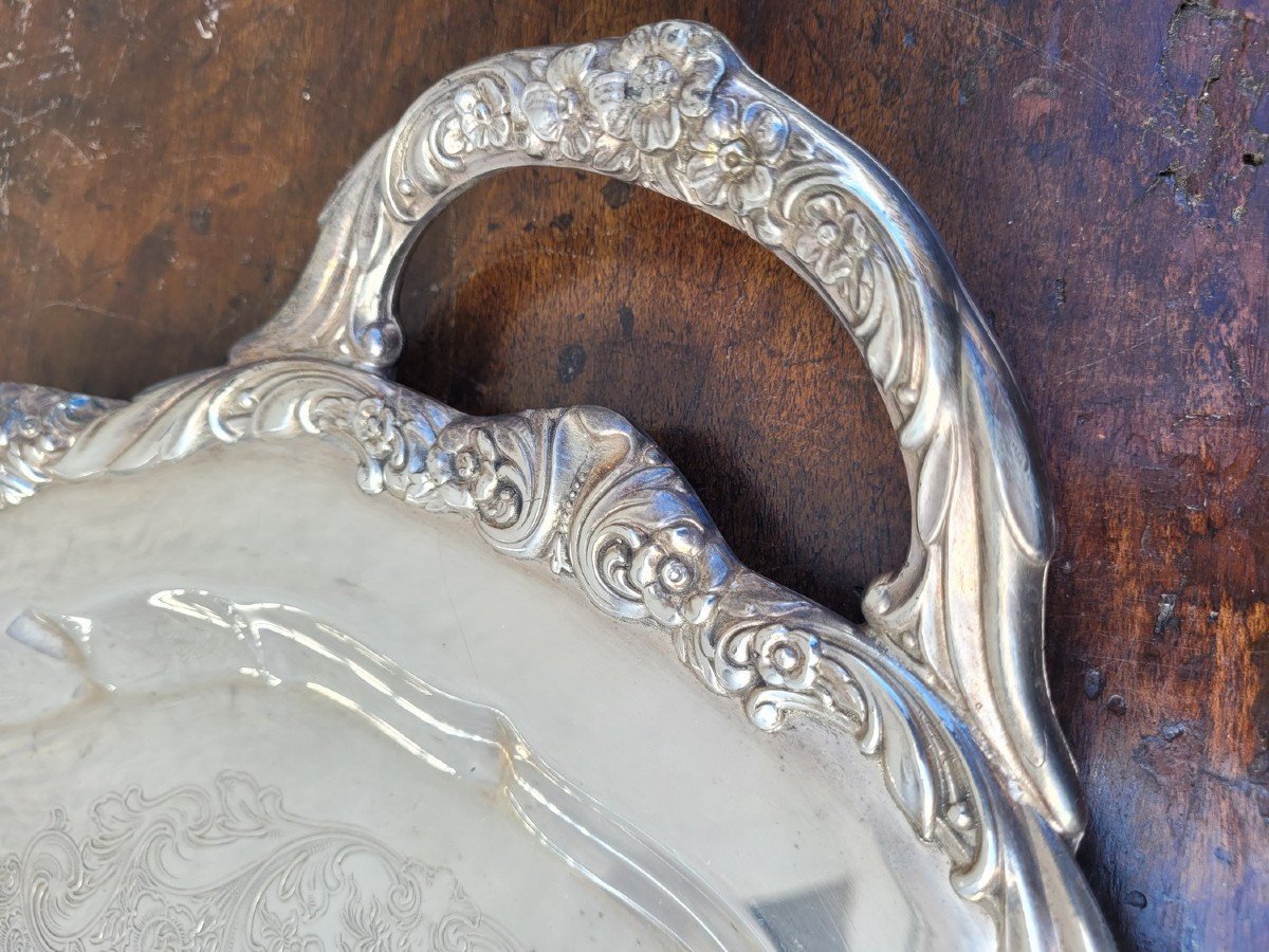 Silver Plated Metal Tray, 20th Century-photo-2