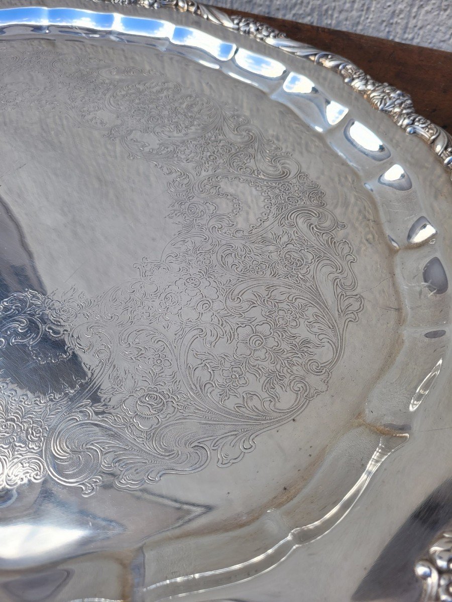 Silver Plated Metal Tray, 20th Century-photo-3