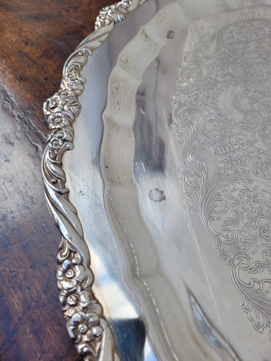 Silver Plated Metal Tray, 20th Century-photo-4