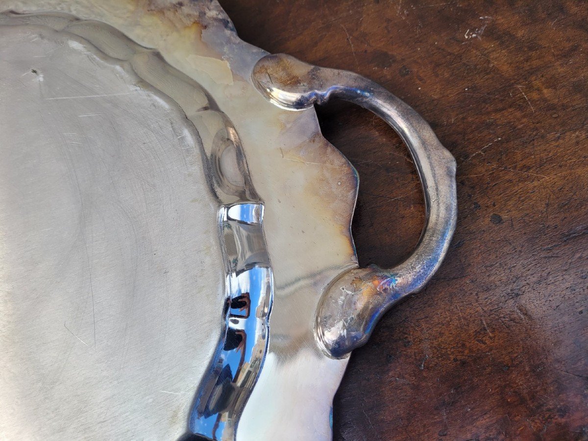 Silver Plated Metal Tray, 20th Century-photo-2