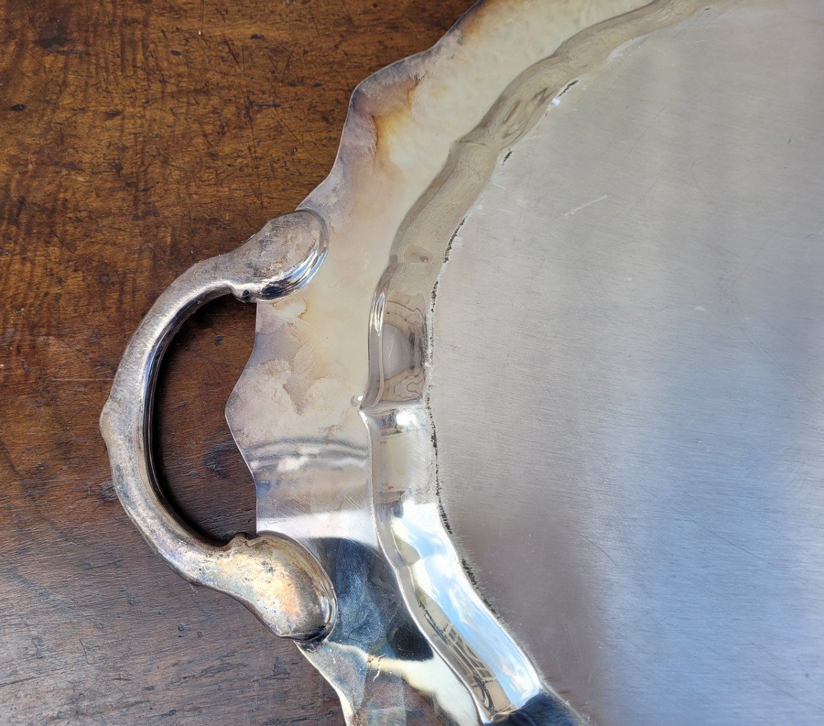 Silver Plated Metal Tray, 20th Century-photo-4
