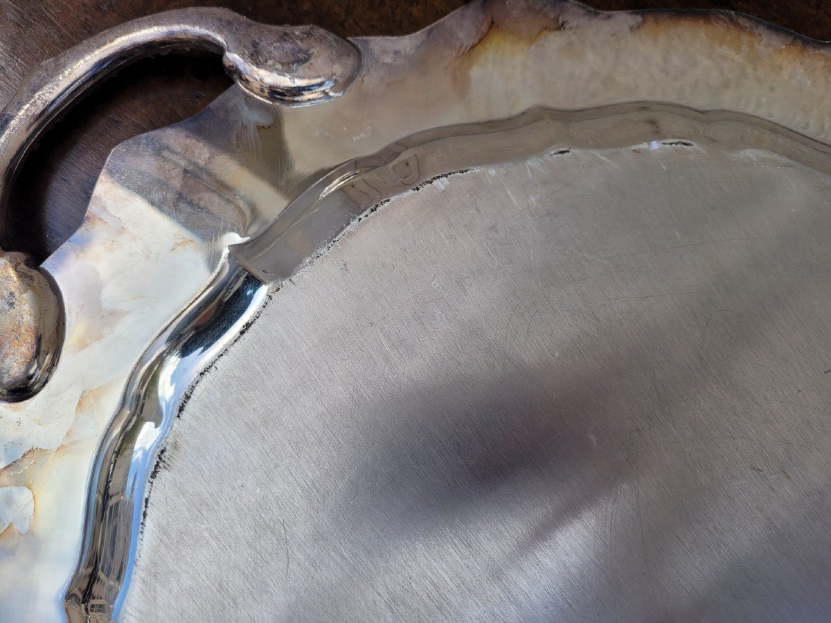 Silver Plated Metal Tray, 20th Century-photo-7