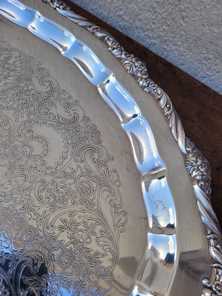 Silver Plated Metal Tray, 20th Century-photo-8