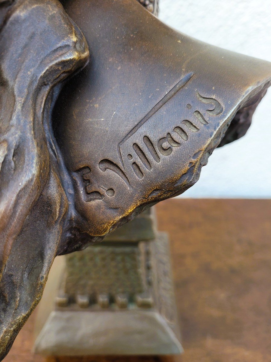 E Villanis, Chatelaine, Signed Sculpture, 19th Century-photo-3