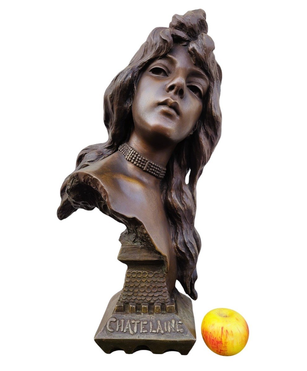 E Villanis, Chatelaine, Signed Sculpture, 19th Century-photo-4