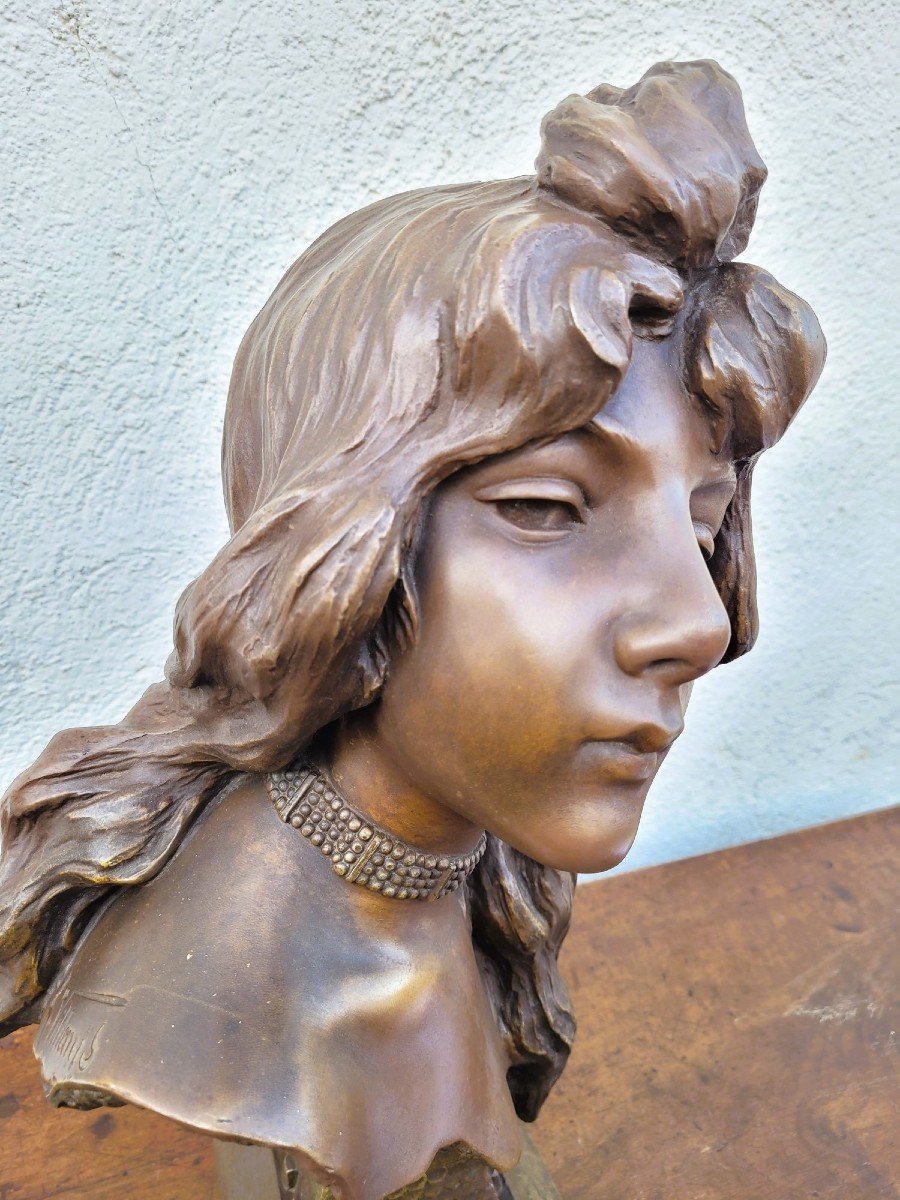 E Villanis, Chatelaine, Signed Sculpture, 19th Century-photo-1