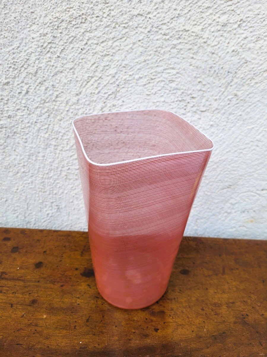 Barovier & Toso, Vase En Verre Avec Filigrane, XXème Siècle-photo-3
