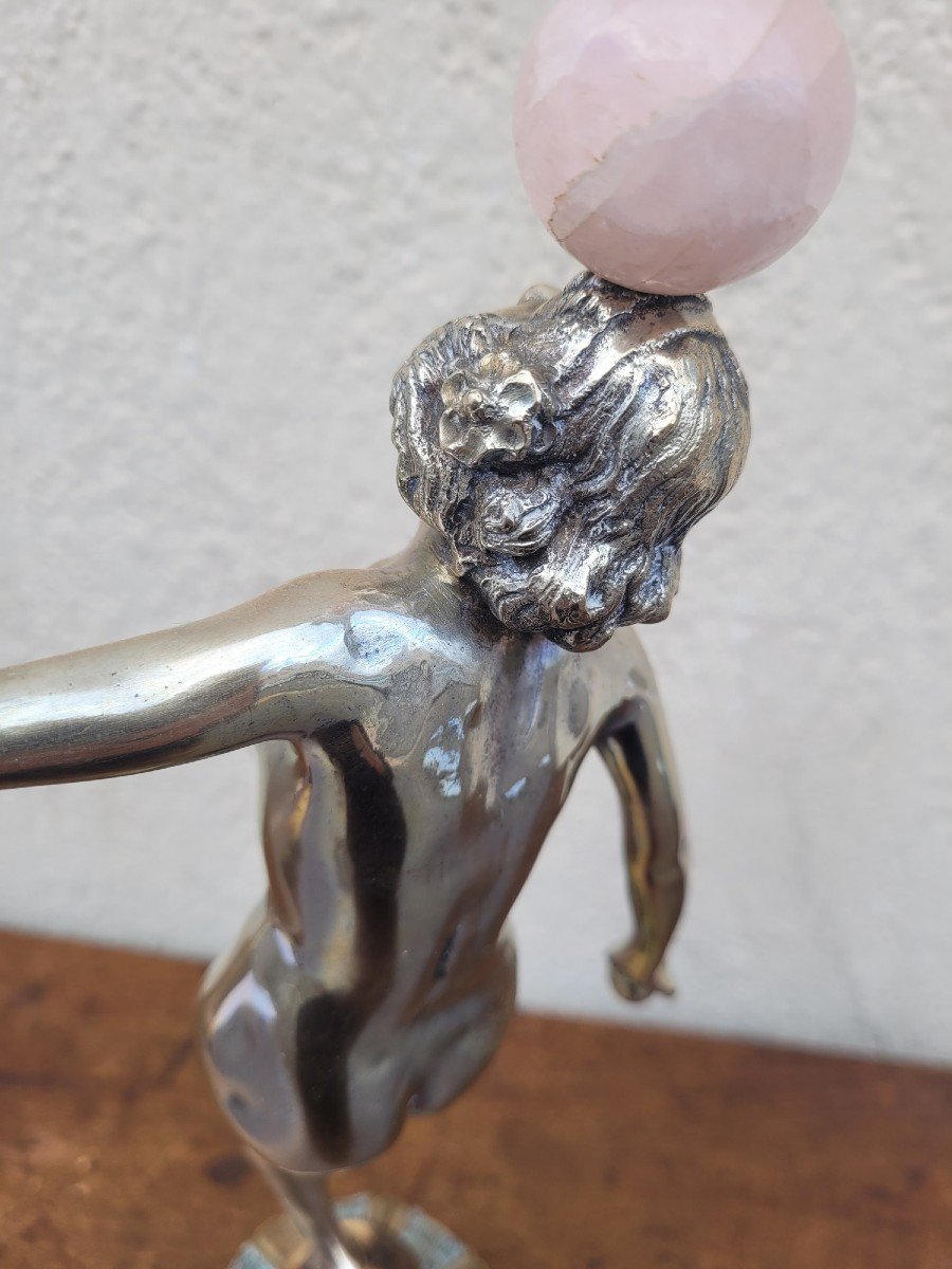 Danseuse Aux Balles En Bronze Argenté, Art Déco, XXème Siècle-photo-4