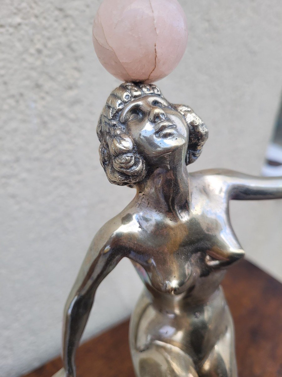 Danseuse Aux Balles En Bronze Argenté, Art Déco, XXème Siècle-photo-5