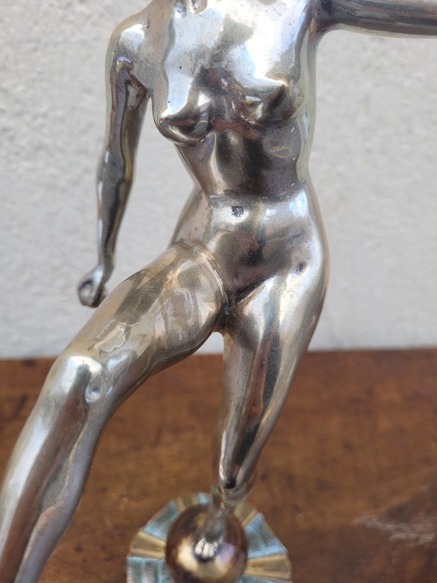 Danseuse Aux Balles En Bronze Argenté, Art Déco, XXème Siècle-photo-6