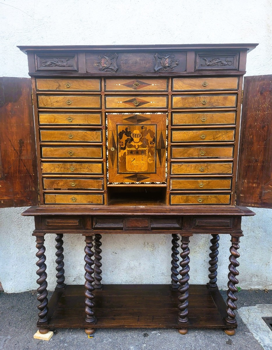 Large Cabinet With Theatre On Base, Holland, 19th Century