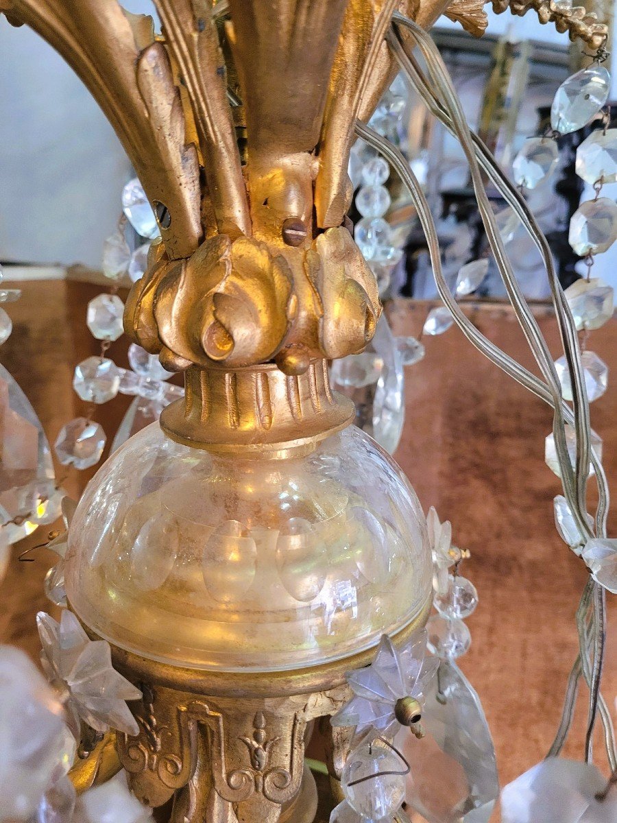 Grand Lustre (H 125cm) ,Bronze Doré Et Cristal, Napoléon III, Début XXème Siècle-photo-3