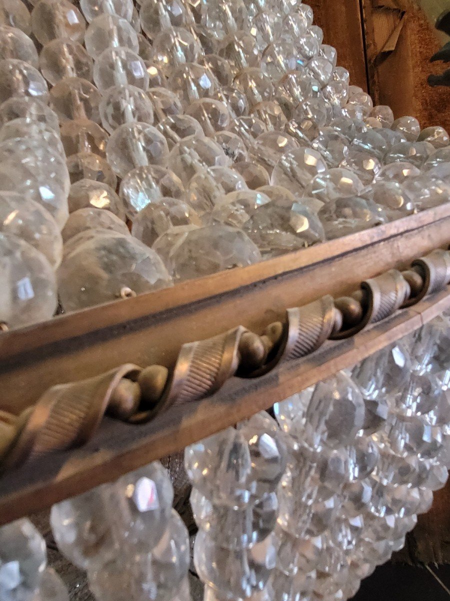 Grand Lustre (H153cm) Sac à Perles, ou montgolfière, Fin XIXème Début XXème Siècle-photo-8