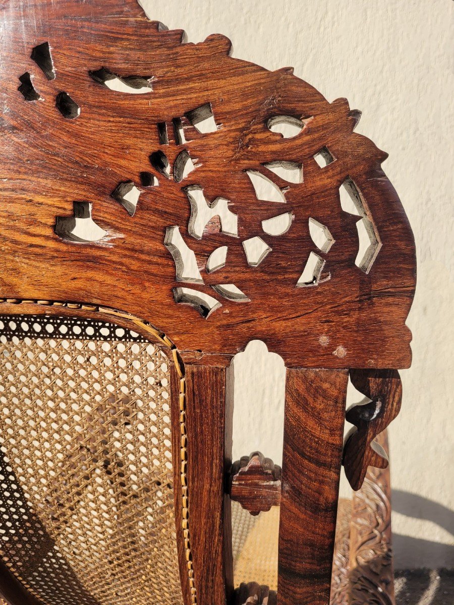 Fauteuil Pliant En Bois Sculpté, Inde XIXème Siècle-photo-5