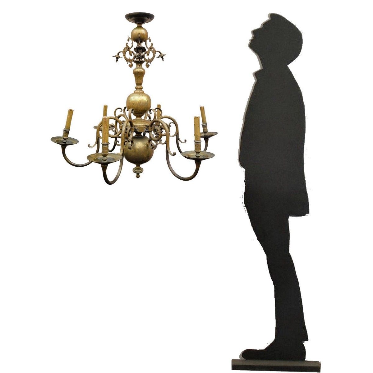 Lustre "hollandais" En Bronze, Début XXème Siècle-photo-8