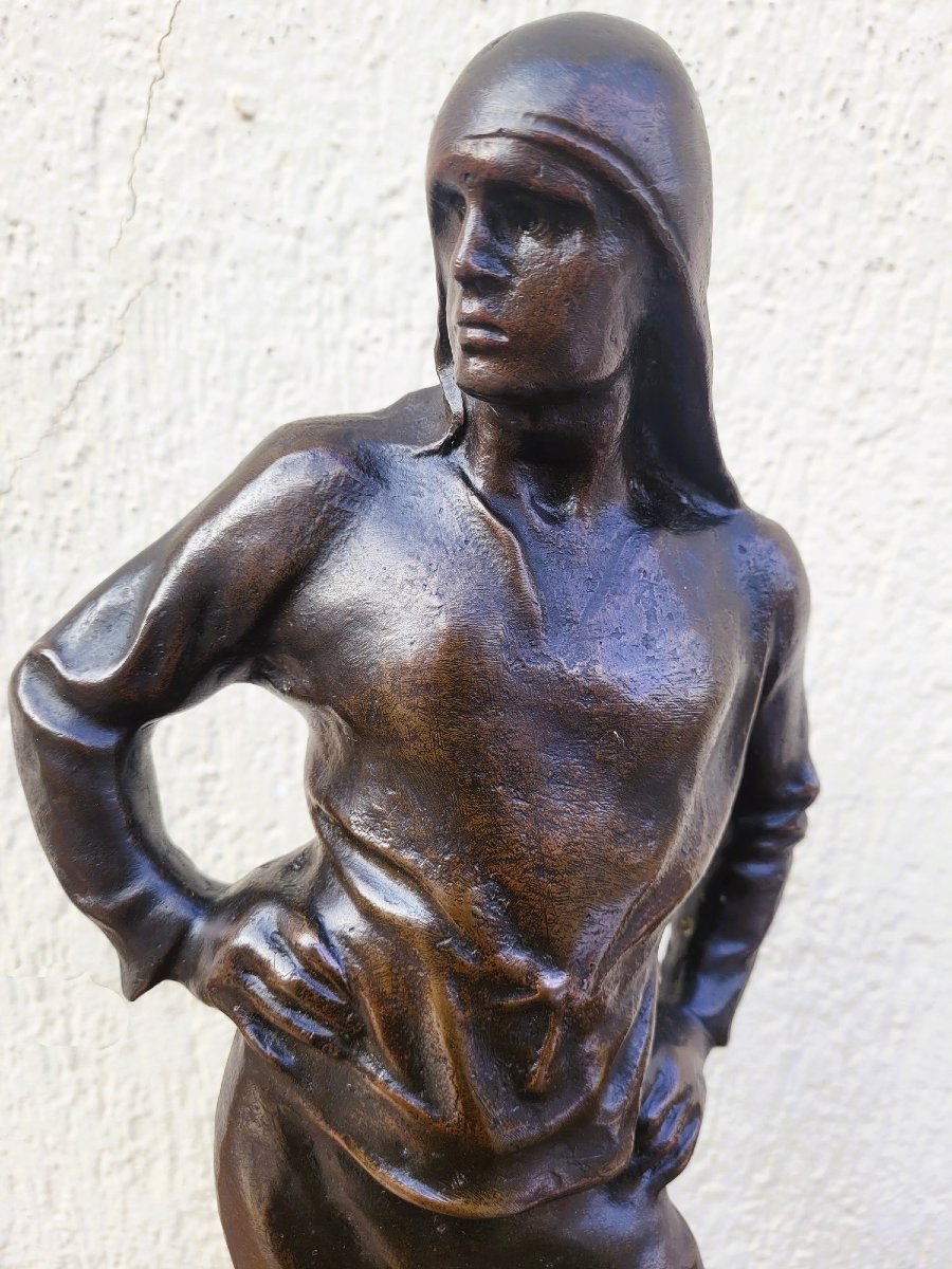 C Meunier, Le Débardeur Du Port d'Anvers, Bronze Signé, XIXème Siècle-photo-3