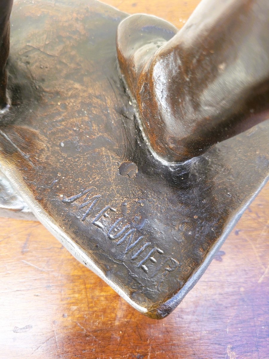 C Meunier, Le Débardeur Du Port d'Anvers, Bronze Signé, XIXème Siècle-photo-4