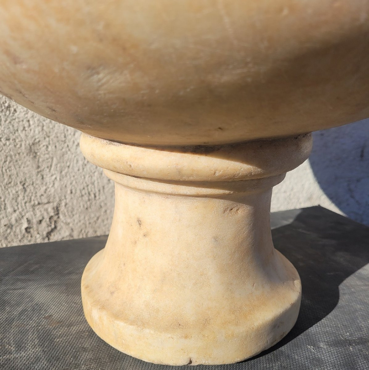 Vasque Sur Pied En Marbre Blanc, XIXème Siècle-photo-2