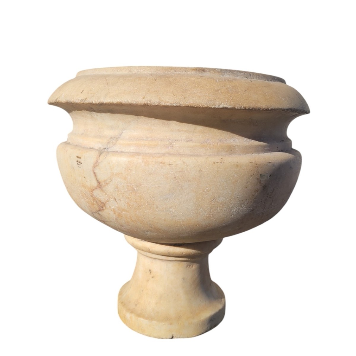 Vasque Sur Pied En Marbre Blanc, XIXème Siècle