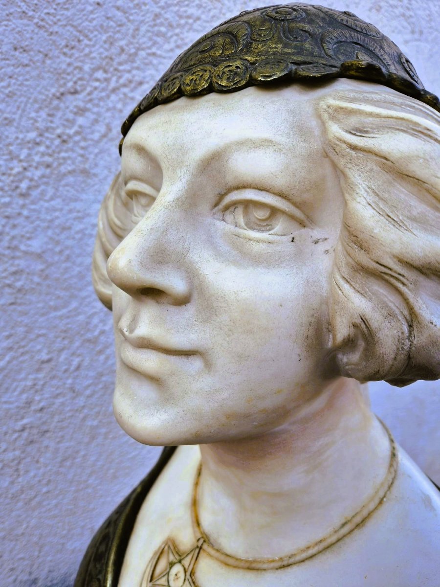 Charny, Bust Of An Oriental Woman In Marble, Late 19th-early 20th Century-photo-1