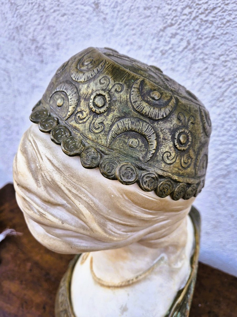 Charny, Bust Of An Oriental Woman In Marble, Late 19th-early 20th Century-photo-2