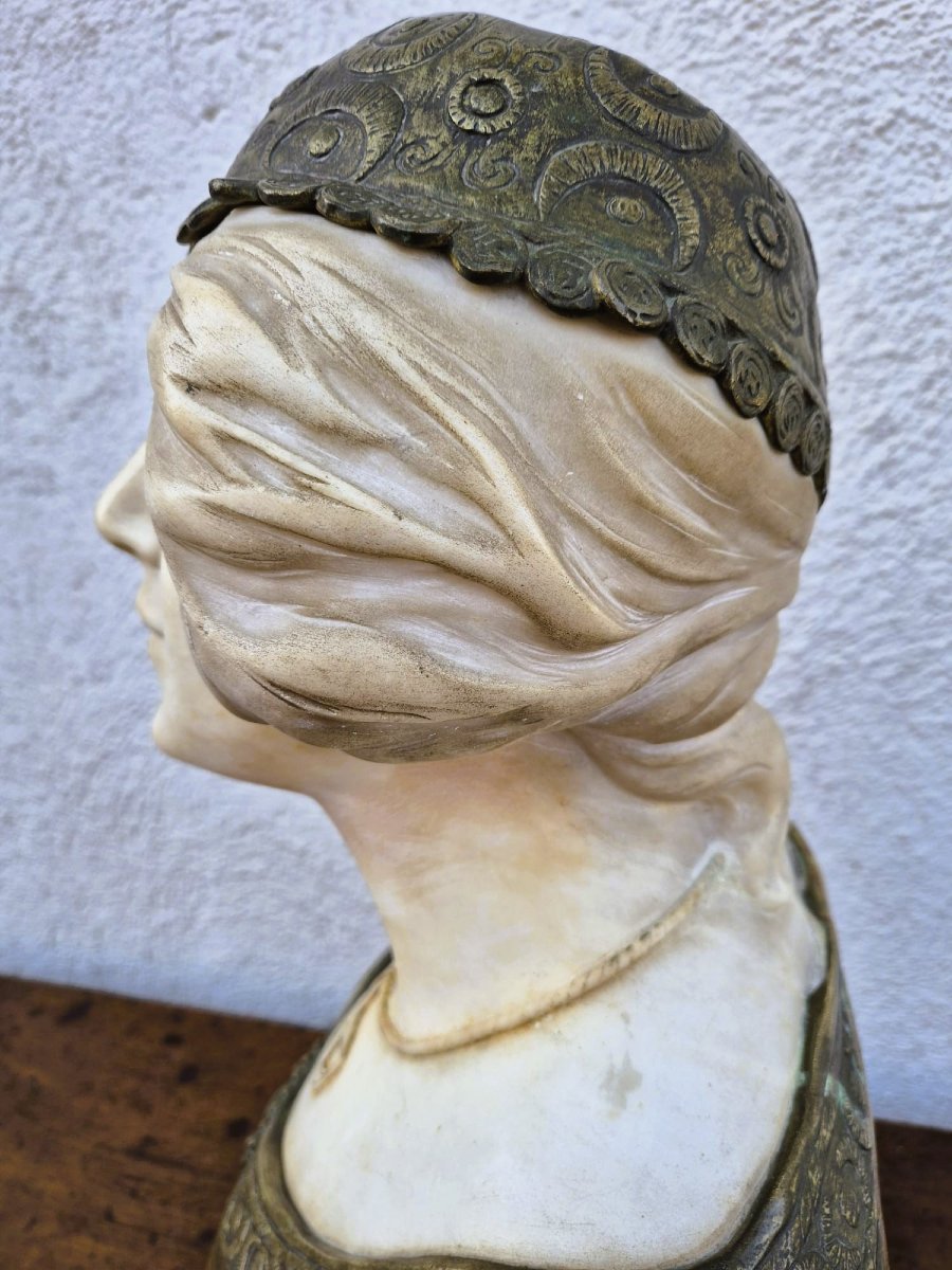 Charny, Bust Of An Oriental Woman In Marble, Late 19th-early 20th Century-photo-5