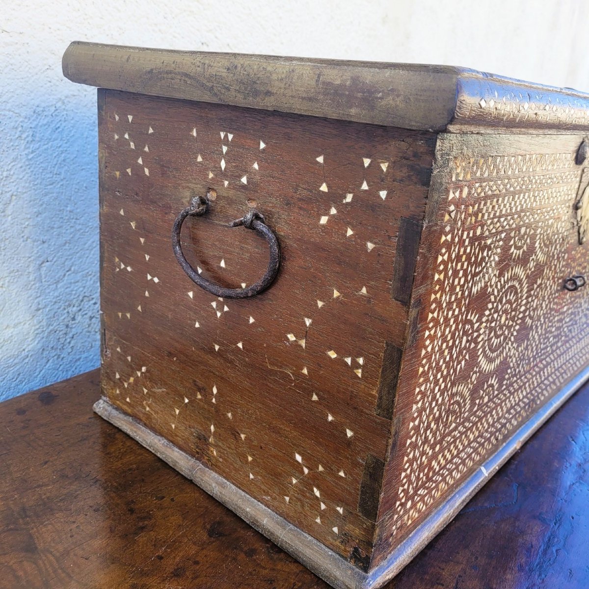 Wooden Chest With Mother-of-pearl Marquetry, Syria, 19th Century-photo-3