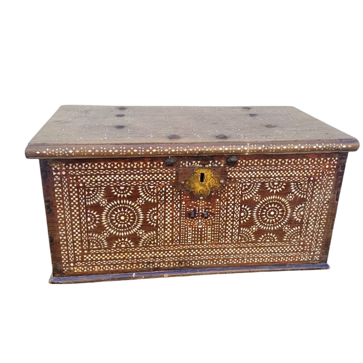 Wooden Chest With Mother-of-pearl Marquetry, Syria, 19th Century