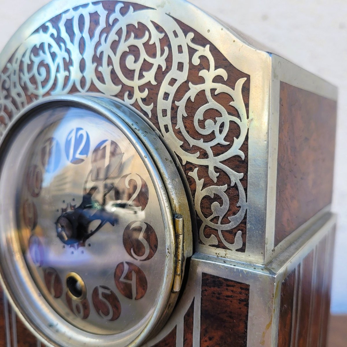 Art Deco Magnifying Glass And Inlay Clock, 20th Century-photo-2