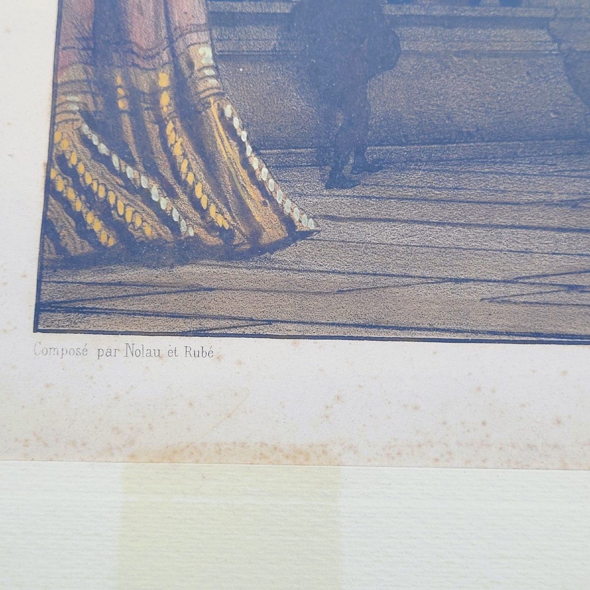 Set Of 3 Watercolored Engravings, Theater Decorations, 19th Century-photo-3