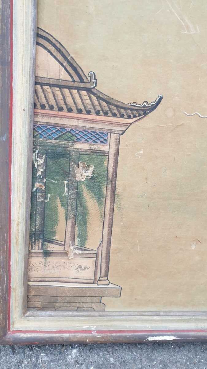 Papier peint d'un paysage chinois animé, XIXème siècle-photo-4