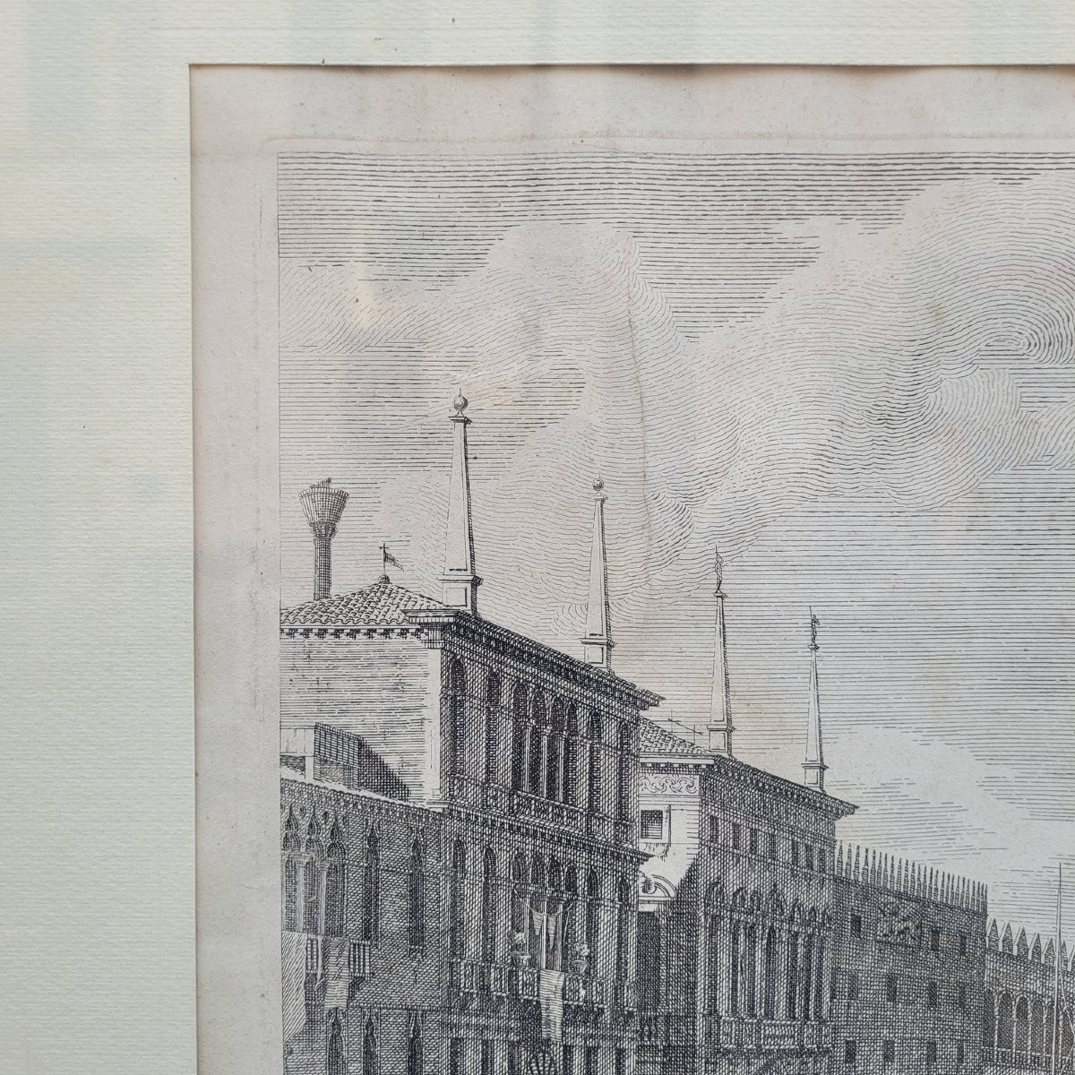 Vues de Venise, paire de gravures encadrées, XIXème siècle-photo-1