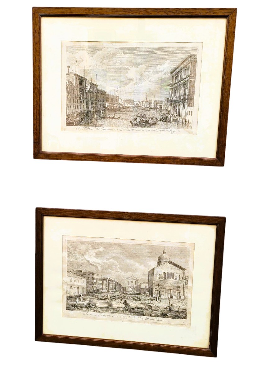 Vues de Venise, paire de gravures encadrées, XIXème siècle