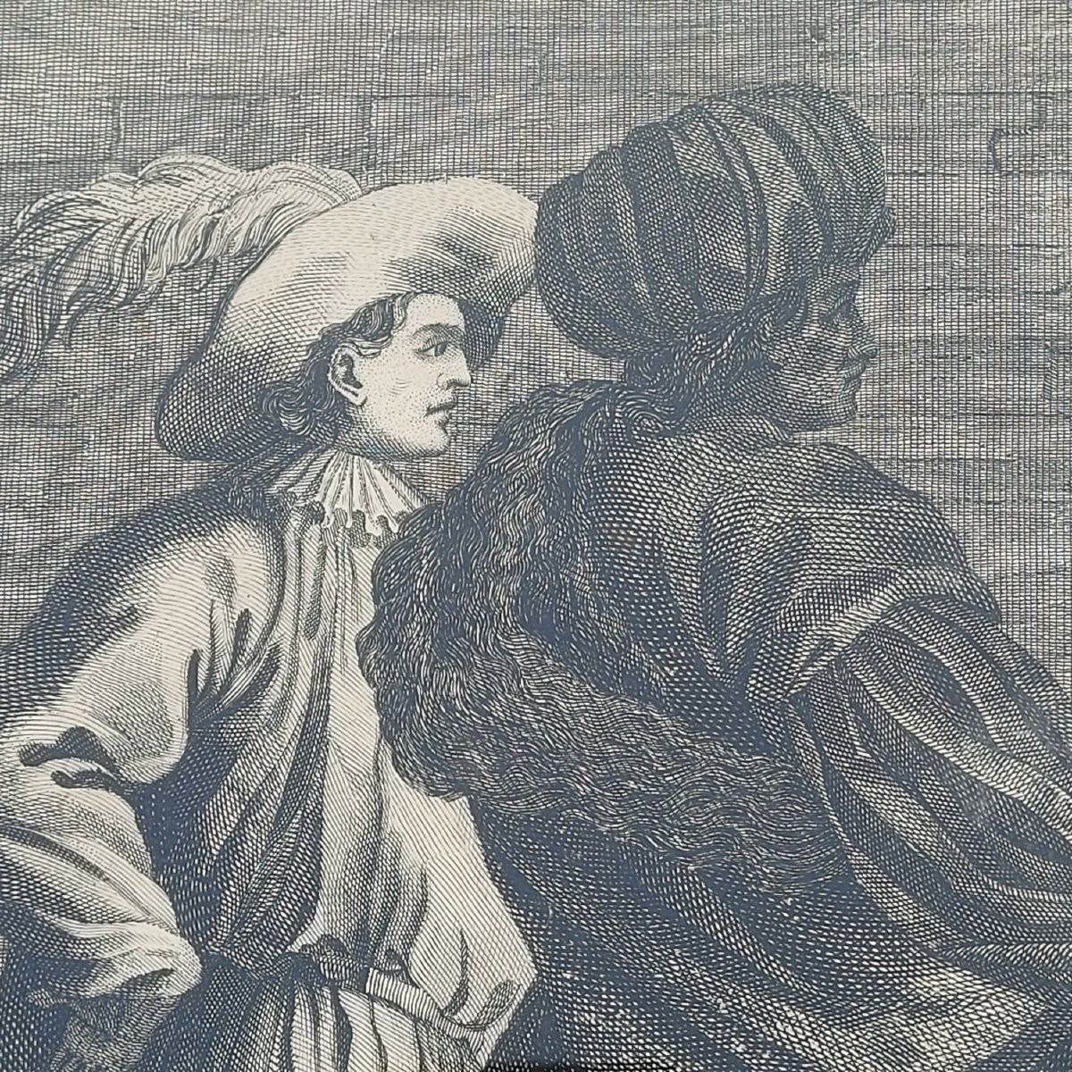 Scène d'intérieur, gravure encadrée, XIXème siècle-photo-5