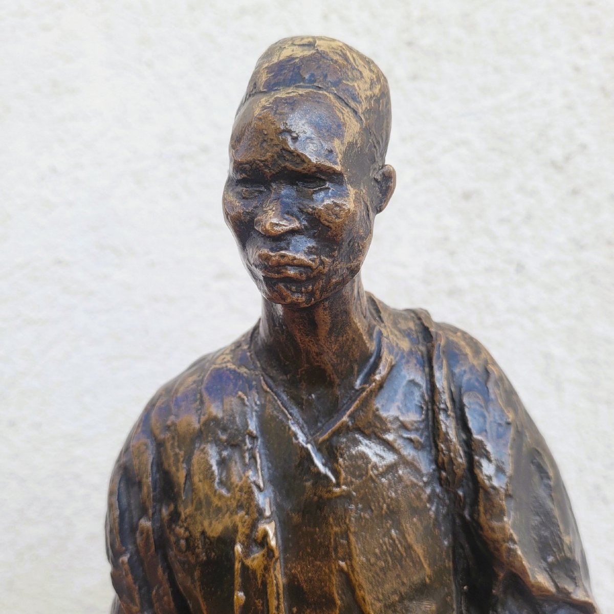 E A Leroy, Camerounais, sculpture orientaliste en bronze, début XXème siècle-photo-3