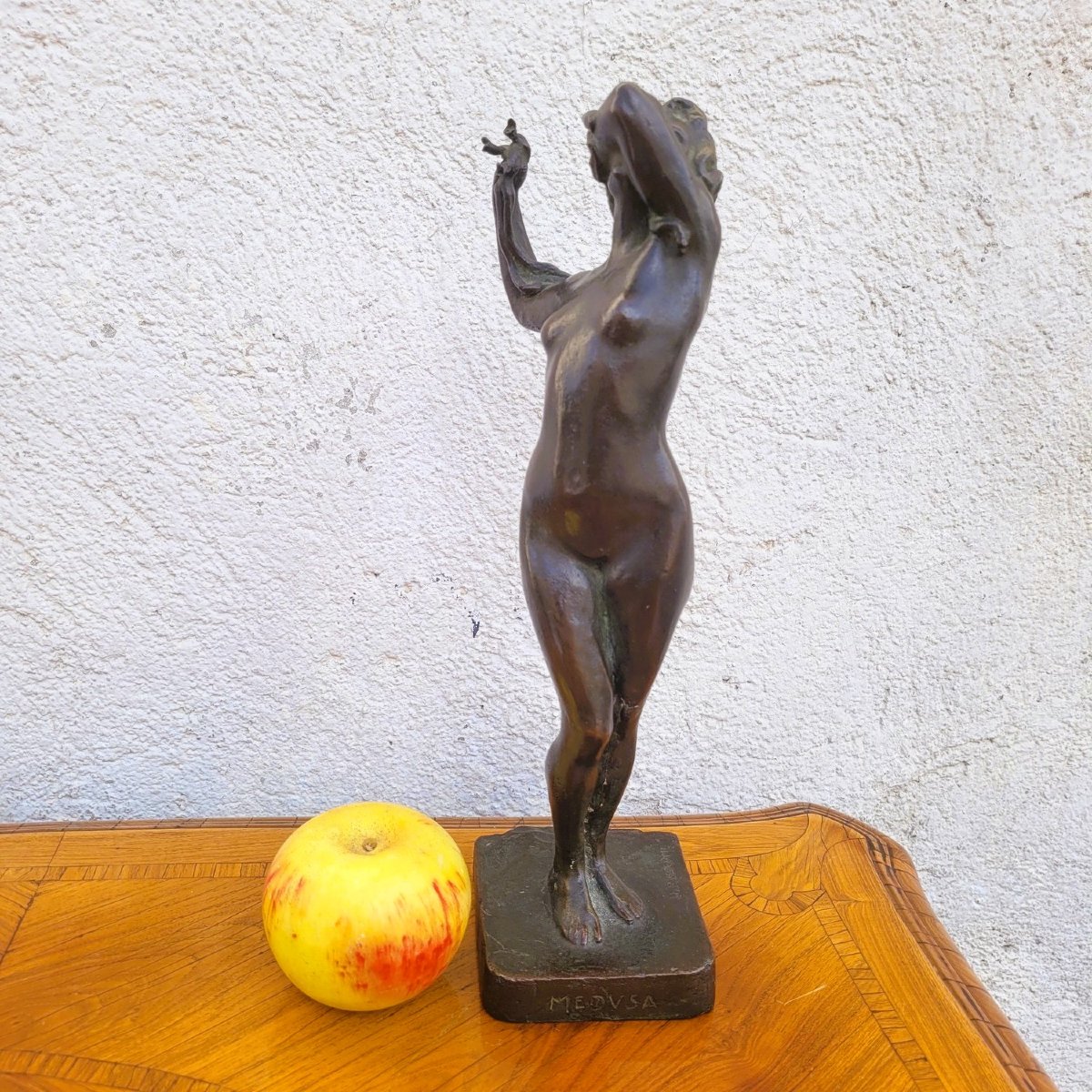 U Rusconi, Medusa, bronze signé, fin XIXème début XXème siècle-photo-2