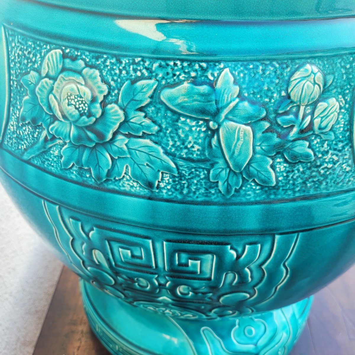 Bretby, Large Japanese-style Ceramic Planter, Late 19th Century-photo-2