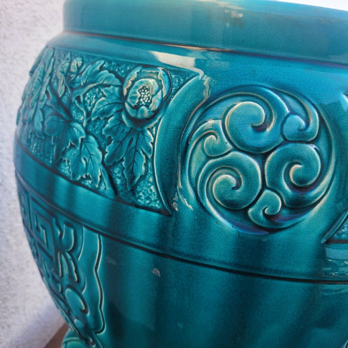 Bretby, Large Japanese-style Ceramic Planter, Late 19th Century-photo-4