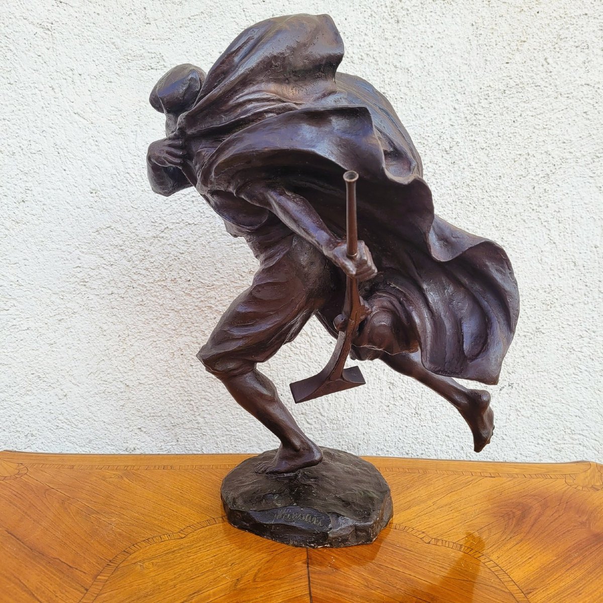 A Miniati, guerrier arabe, bronze orientaliste signé, début XXème siècle-photo-2
